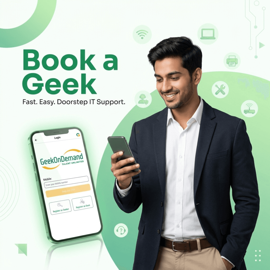 Book a verified Geek for doorstep IT support in Hyderabad